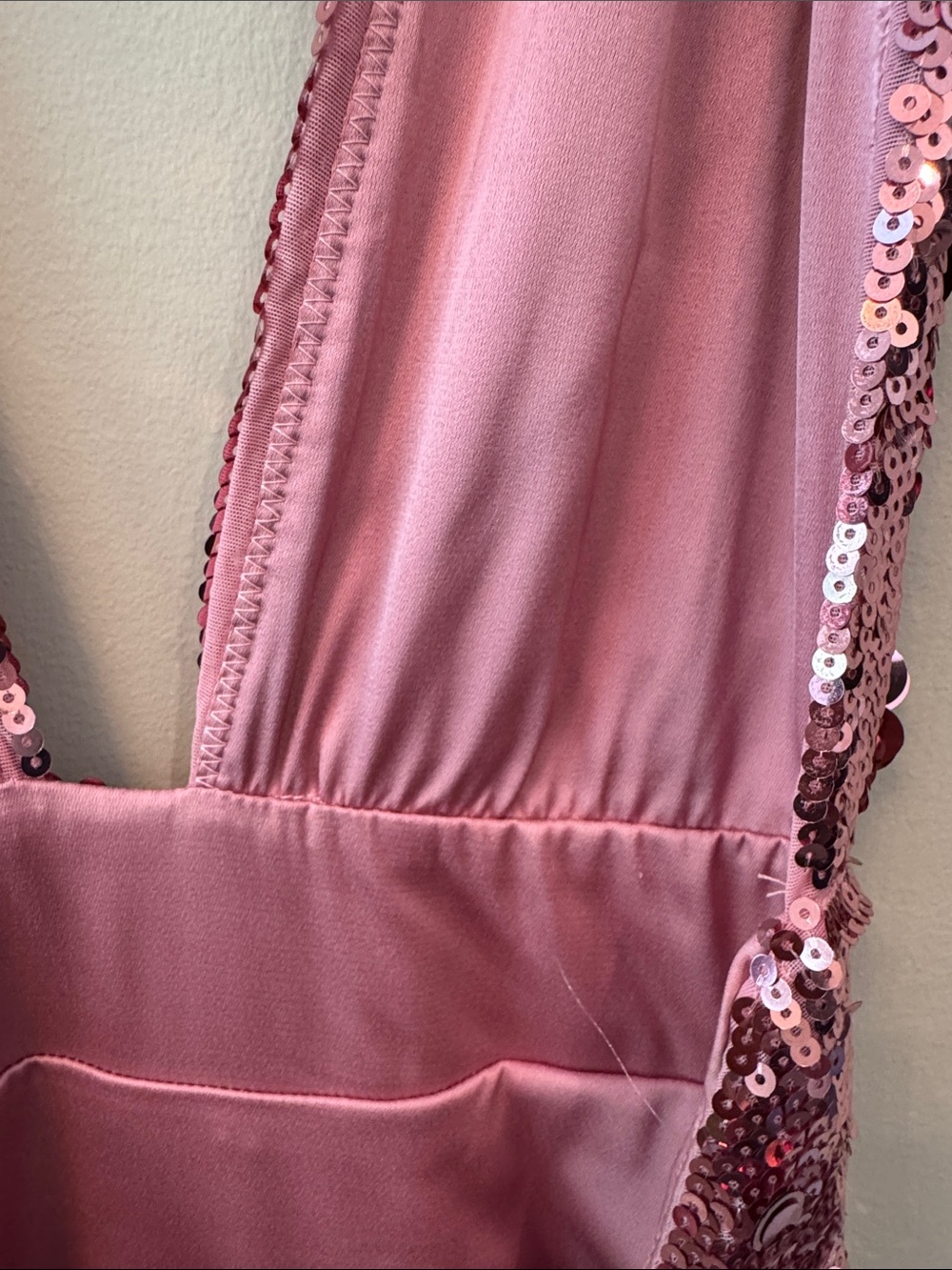 Oh Polly Rose Gold Sequin Plunge Gown - Picture 5 of 6